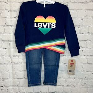 Levi’s Kids 2 Piece Jeans Outfit Blue Sweatshirt size 2T NEW